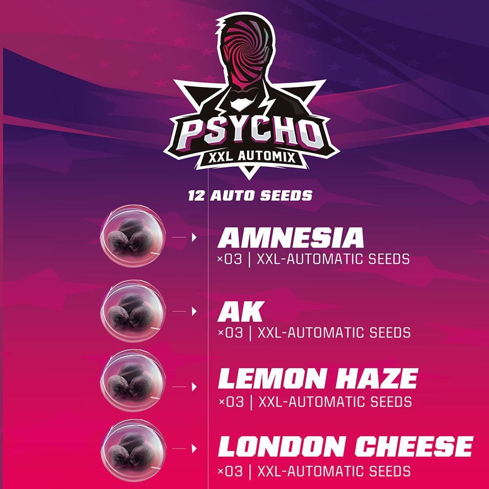Psycho XXL Auto Mix - 4 Autoflowering Premium Samen - cannadelic